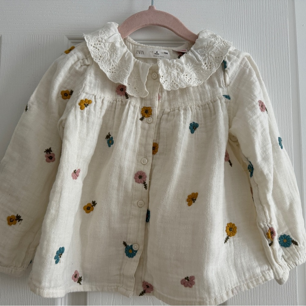 Zara Cream Lace Detail Top
